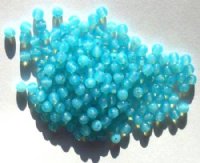 200 4mm Milky Aqua Opal Round Glass Beads